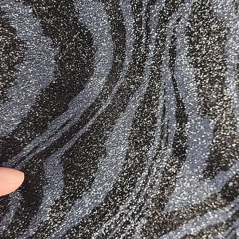 Ganni Metallic Zebra-Print Short Sleeve Top in Black - Picture 2 of 4